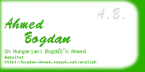 ahmed bogdan business card